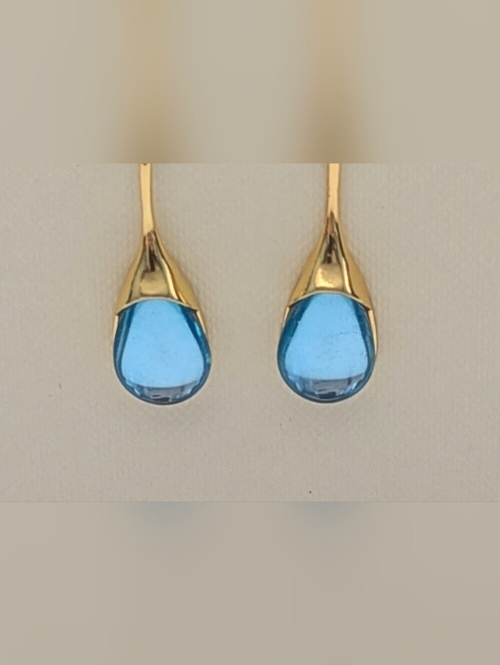 Gold-Tone Sky/Topaz/Light Blue Teardrop Pierced Earrings